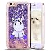 Produktbild MoEvn iPhone 6S Hülle Einhorn Motiv Glitzer Mädchen Flüssig Treibsand Handytasche mit Slim Dünn Durchsichtig Silikon Backcover [Crystal Clear] Transparent TPU-Bumper Schutzhülle für iPhone 6/6S, Lila
