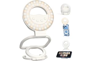 IWARMBASE 60 LED Foldable Selfie Light, 3 Colors Magnetic Portable Phone Light -Video Conference Lighting with Magnetic Ring, 360° Rotation Ring Light for Phone Selfie/Video Conference/Makeup.