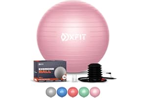 OXFIT Exercise Ball - Anti-Burst, Multi Size, Yoga Ball with Foot Pump - Gym Ball for Fitness, Pilates, Pregnancy, Labour, Birthing Ball, Swiss Ball – multiple colours