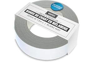 WoodPress® 30 mm Mélamine Blanc Mat Bande de Chant en Placage Préencollé – Rouleau de 7,5 m – Application à Repasser facile à faire soi-même, couvre le bord d'un panneau MDF standard