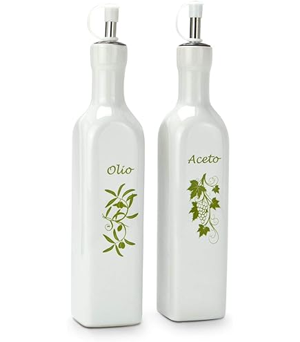 Set Bottiglie Olio E Aceto In Ceramica Effetto Martellato - Con Tappo Salvagoccia - Foto 2