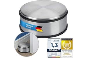 GOODS+GADGETS Butée de porte design en acier inoxydable butée de porte en caoutchouc butée de porte porte 11x6cm 1,2kg (Argent 11x6 cm, 1 pièce)