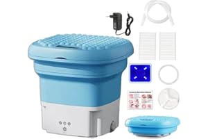Wrneaoch 6L 36W Lavatrice Portatile Pieghevole, Mini Lavatrice Pieghevole, Lavatrice Portatile con Centrifuga, Lavatrice Pieghevole, da Campeggio, Dormitori, Timer Regolabile a Tre Velocità