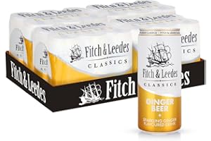 Fitch & Leedes Classic Ginger Beer Mixer for Spirits & Cocktails (24 x 300ml) – Ideal Companion for Rum, Brandy, and Flavoured Whiskeys, Perfect for Crafting Spicy Cocktails