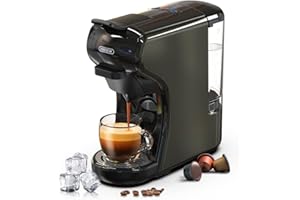 HIBREW Macchina da caffè H1A, macchina da caffè multi-capsula 4 in 1, macchina caffè espresso, compatibile con cialde DG/Nes/ESE/caffè macinato, arresto automatico, caffè caldo e freddo, nero