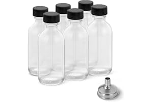 DIDITIME Saftflaschen mit Deckel und Edelstahl-Trichtern, Wellness-Ingwer-Shot-Flaschen, Mini-Reiseflaschen, 60 ml kleine Gläser mit Deckel für Trank, Ingwer-Shots, Öle, Saft, 6 Stück