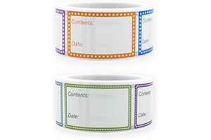 CORTNEY 2 Rollos 1000 Piezas Etiquetas Adhesivas para Congelador de Alimentos, 2.5 x 4 cm Autoadhesivo Etiquetas de Fecha Fáciles de Despegar, para Tarros, Cocina, Oficina y Catering