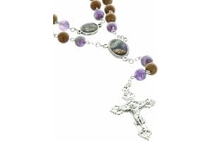 Palais du Rosaire Rosario de San José con granos de madera y amatista - Rosarios de madera - Culto cristiano católico de Madera, Madera