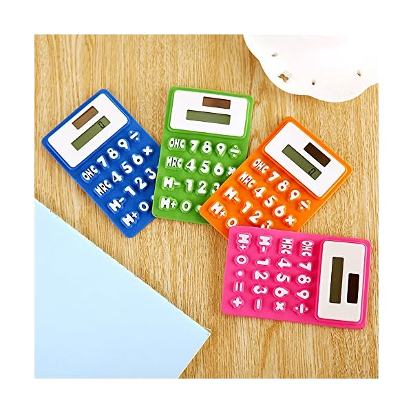 Alxcio 8 Digits Basic Calculator, Solar Powered Soft Lightweight LCD Screen Silicone Pocket Calculator Green Office Stationery - Image 7