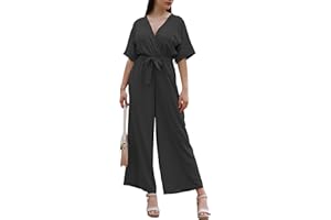 LAPHILO Tuta Lunga Donna con Scollo V Monopezzi a Gamba Larga con Cintura Casual Elegante Estiva (cod. 7213)