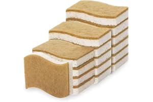 GENERISCH Biologisch Abbaubarer Spülschwamm 12er Set – Kompostierbarer Naturschwamm Aus Sisalfaser und Baumwolle, Umweltfreundlicher Putzschwamm – Geruchloser Küchenschwamm, Küchenschwamm, Schwamm nachhaltig