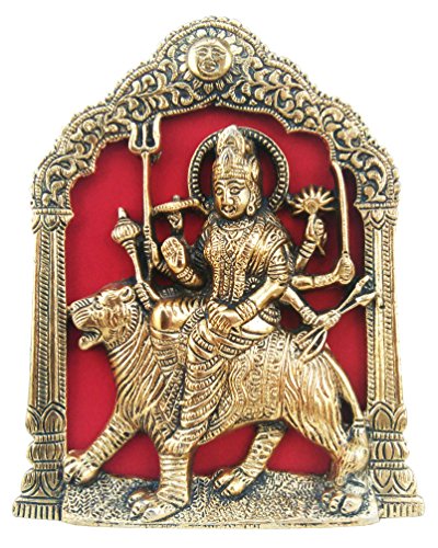 India Get Shopping Hindu Goddess Ambaji Wall Hanging Photo In Golden Metal Antique Finish Decor Art Piece