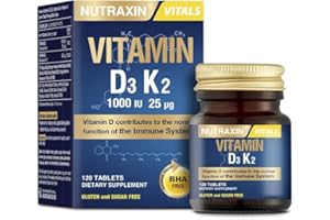 Nutraxin D3K2 120 Tablet - 1000 Iu D3 Vitamini, 25 Mcg K2 Vitamini