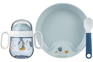 Mepal, 3-Częściowy Zestaw Zastawy Stołowej dla Niemowląt Mio, Zawiera Szczelny Kubek, Talerz Treningowy i Łyżkę Treningową, Można Myć w Zmywarce i Nie Zawiera Bpa, Zestaw 3 Szt., Zatoka Marynarzy