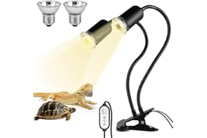 KQWVZ Lampara Tortugas De Agua, Lámpara de Calor para Reptiles, Lámpara Calefactora Tortuga con Control De Temperatura Temporizado, 25W+50W Lámpara de Calor de Reptil E27, para Camaleones, Lagartos