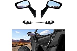 KAKABAS - Front Door Rear View Side Mirrors Compatible with Can-Am Maverick X3 / X3 MAX 2017-2021, Pair of HD Adjustable Fully Folding Side Mirrors, Replace OEM