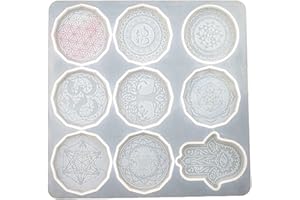 lijun Flor de la Vida Colgante Cristal Molde de Resina epoxi Pendientes de joyería Molde de Silicona