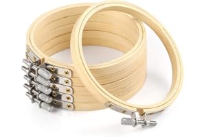 PLLIEAY Aros de madera para bordar de bambú de 10 cm, 6 unidades, redondos y de punto de cruz, para venta al por mayor