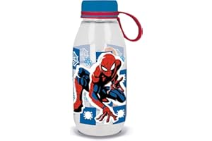 TATAWAY IN VIAGGIO SI CRESCE Marvel Ecozen przezroczysta butelka dla dzieci w tritan Spiderman Mężczyźni Pająk 460 ml z silikonową nasadką i uchwytem
