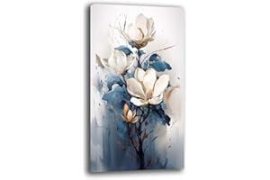 PRINTERLAND Quadri Moderni Soggiorno Verticale FIORI Quadro moderno FIORE blu celeste azzurro da Parete Stampa su tela Canvas Decorazione Murale muro Arredo Camera da letto Cucina (3, 50x100 cm)