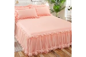 KJHG Bedskirt Bed Skirt Bedspread Ruffle Bed Throw Lace Ruffle Bed Skirt 3 Pieces Sets Bed Linen Princess Style, A-120 x 200 cm