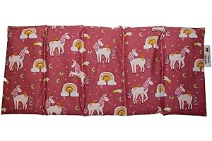 FRANZIS NÄHSTUBE Cuscino per fossa di ciliegio 50x20cm Unicorno Terapia del caldo e del freddo Cuscini in grani 100% cotone