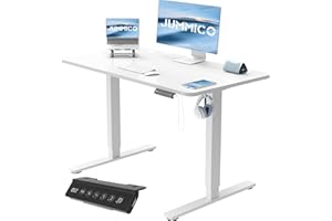 JUMMICO Escritorio Elevable Eléctrico con Cargador USB, Escritorio Regulable en Altura Ergonomica Escritorio de pie Ajustable Smart Panel con Funciones de Memoria, Standing Desk 100 x 60 cm, Blanco
