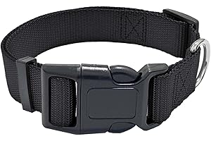AITODOS TA AiTodos® Colier Chien - Noir, Nylon, Réglable, Respirant, Résistant aux Morsures, Haute Performance, Collier pour Chien Tour de Cou Recommandé : 35-54 cm, Largeur: 2,5 cm