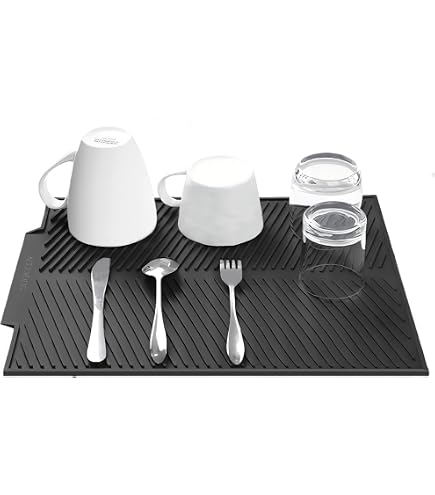 Tapis D'égouttement Pour évier En Silicone - 40 X 31 Cm - Noir - Résistant à La Chaleur (-40°C à 230°C) - Antidérapant Et Pliable
