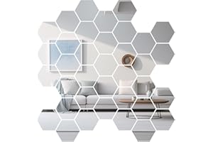 SPORWAY 36 adesivi da parete a specchio esagonali: decorazione per camera da letto, piastrelle a specchio, autoadesive, adesivi esagonali, per cameretta dei bambini, camera da letto, soggiorno,