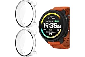 GIOPUEY Cover Compatibile con SUUNTO Vertical 2, [2 Pezzi] Pellicola Protettiva Vetro + Cornice in Plastica Rigida Custodia - Transparent+Transparent