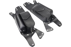 XMMT Motorcycle PU Leather Left Right Side Saddlebag Guard Bag with Water Drink Bottle Holder for Harley Touring Electra Street Tri Glide Road King Glide 1983-2023