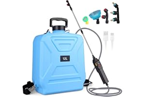 Inoamity Pompa Irroratrice a Batteria 12L, Spruzzatore Elettrico 3 in 1 con 3 Ugelli, Bacchetta Regolabile e Design Professionale, Ideale per la Cura di Giardino, Prato e Cortile