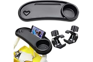 Universelles Kinderwagentablett, badaren Kinderwagen-Snack-Tablett, 360-Grad-Drehbares 3-In-1 Mit Verstellbarem Clip Snacktablett für Kinderwagen, Passend für Die Meisten Kinderwagen mit Armlehnen