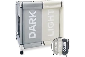 NEWTY Cesto Ropa Sucia para la Colada Cesta con Tapa 120L Set Bolsas de Lavado Carro Lavandería Ruedas y Compartimentos Laundry Basket Almacenaje Organizador Cubo Mueble Ropa Limpia Clara Oscura Juguetes