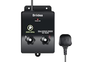 Electric Fence Energiser, Briidea Electric Fence Controller for Dogs, Livestock, Squirrels, Used for Gardens, Chicken Coops, 3 Joule
