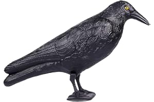 MacroHu 1x Cuervo Negro Cuervo de Plástico Espantapájaros Jardín Repelente de Aves Ahuyentar Palomas Repelente de Pájaros Anti Palomas Espantar Palomas Ahuyentador pajaros