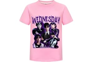 CHITOLDEDER Addams Family Wednesday Short Sleeve T-Shirt Girls Boys Family Merch Movie Character Kids Funny Casual 100% Cooton Tops Tee for 4-13 Years Child