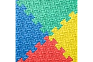 AJX PUSH THE LIMITS AJX BLack and Grey Large Soft Foam EVA Kids Floor Mat Extra Thick Interlocking, Multi Color Red Yellow Blue Green EVA Soft Foam Exercise Floor Mats 60x60x1.2cm (24 Mats(96 square feet), Multi color)