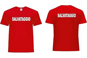 Mister Patch T-Shirt Maglietta Rossa Salvataggio per Bagnino
