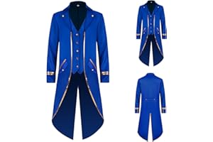 TTOKGZG Men's Gothic Vintage Tailcoat Steampunk Renaissance Medieval Vintage Coat, Frock Coat Costume for Halloween