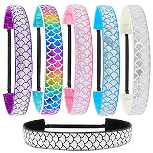 FROG SAC 6 PCS Mermaid Elastic Headbands for Girls, Non Slip Mermaid Headbands for Kids, Stretchy Elastic Headbands for Preteen and Teens, Cute Hair Accessories, Girl Mermaid Party Favors