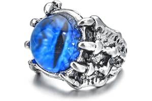 Auriselle Anello da Uomo Regolabile Teschio Zircone Occhio del Diavolo Anello Aperto Vintage Vichingo Retrò da Pollice Gotico Gioielli Regali per Uomini Ragazzi Padre