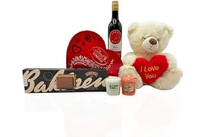 SEDOL Valentines Gifts for Her and Him - Luxury Valentines Hamper with Chocolate Hearts, Scented Candle, Teddy & More - Festive Favourite Food Hampers & Gourmet Gifts - Valentines Day Gifts for Girlfriend