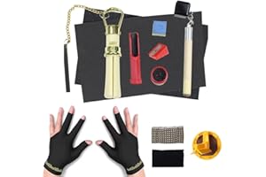 POLYMATH Kit de réparation de queue de billard - 10 embouts - Outil de ponçage - 2 gants de billard - Main gauche et droite