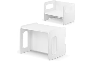 defiPad Panca per bambini | Panca per bambini può essere utilizzata come tavolo per bambini ruotando | Panchina in legno con 2 altezze | Funzione tavolo per bambini (Bianco)