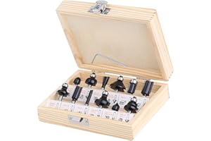 HEZHU Fräsersatz HM 12tgl Schaft 6mm Nutfräser Profilfräser für Oberfräse Holzfräser Fräser Bit Set mit Schraubenschlüssel