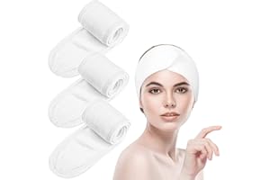 CIOMILIARO 3 Pièces Bandeau Maquillage, Cheveux pour Soin Visage, Bandeaux de Bain Esthétique, Spa Headband pour Spa, Yoga, Maquiller Soins du Visage (Blanc)