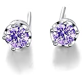 GUIJI 925 Sterling Silver Earring Sparkling Cubic Zirconia Crown Crystal Stud Earring for Women Lady