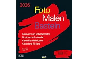 Foto-Malen-Basteln Bastelkalender schwarz groß 2026: Fotokalender zum Selbstgestalten. Do-it-yourself Kalender mit festem Fotokarton. Format: 45,5 x 48 cm